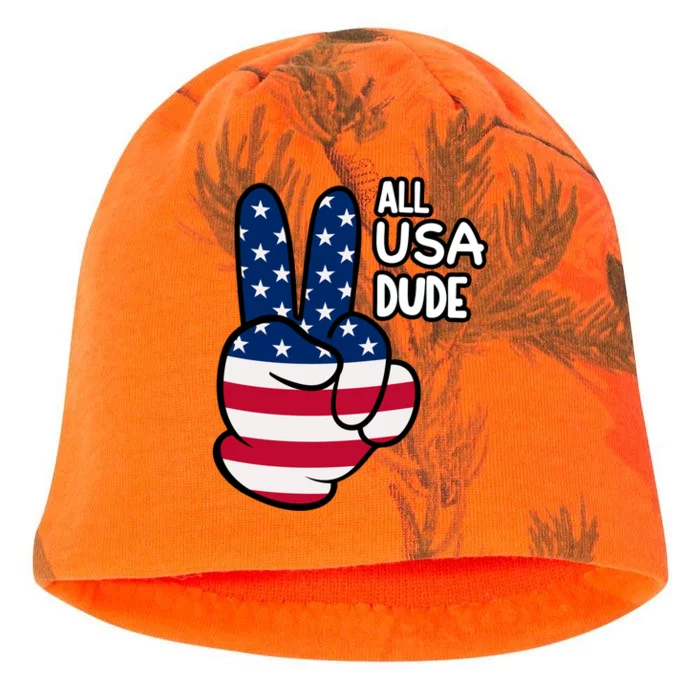 American Flag Peace Sign Hand Gift 4th Of July All Usa Dude Great Gift Kati - Camo Knit Beanie