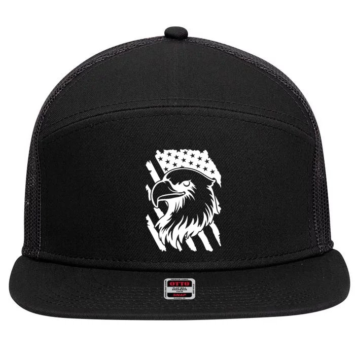 America Flag Patriotic Eagle 7 Panel Mesh Trucker Snapback Hat