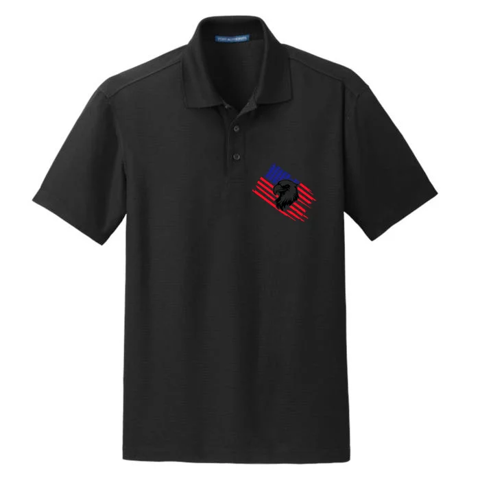 America Flag Patriotic Eagle Dry Zone Grid Performance Polo