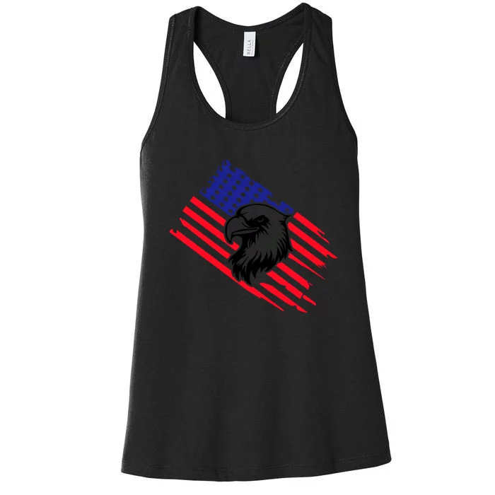 America Flag Patriotic Eagle Women's Racerback Tank