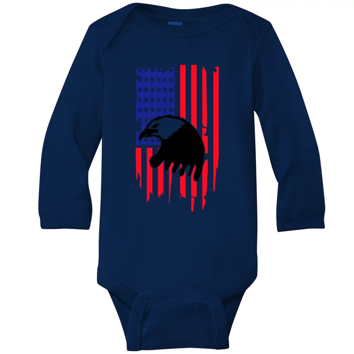 America Flag Patriotic Eagle Baby Long Sleeve Bodysuit