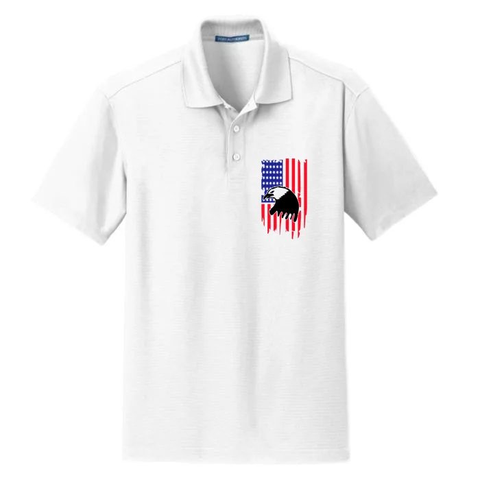 America Flag Patriotic Eagle Dry Zone Grid Performance Polo