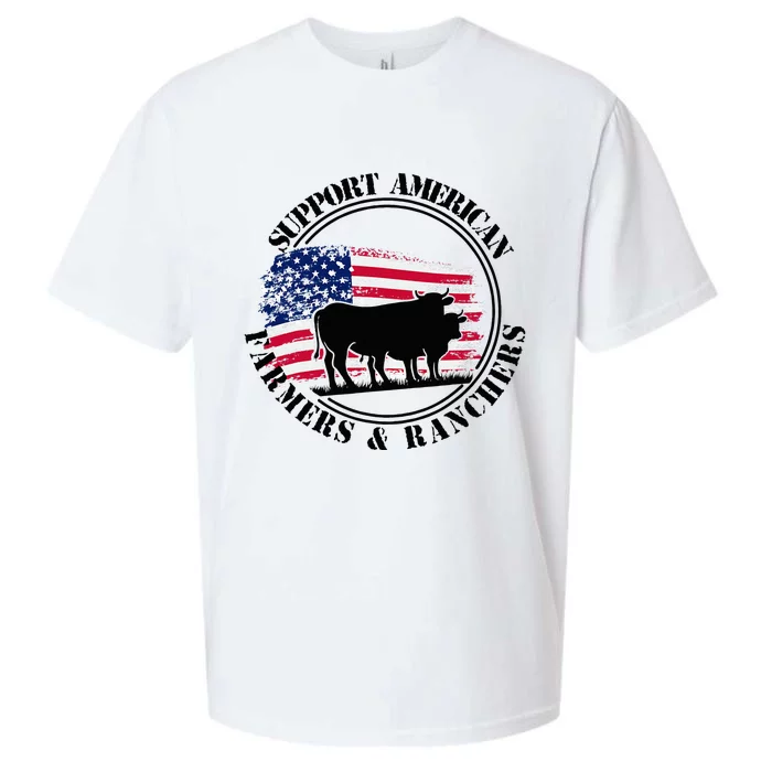 American Flag Patriotic Support American Farmers & Ranchers Sueded Cloud Jersey T-Shirt