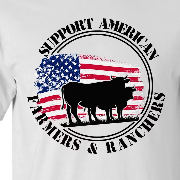 American Flag Patriotic Support American Farmers & Ranchers Tall T-Shirt