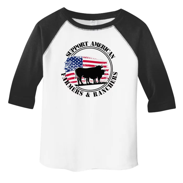 American Flag Patriotic Support American Farmers & Ranchers Toddler Fine Jersey T-Shirt