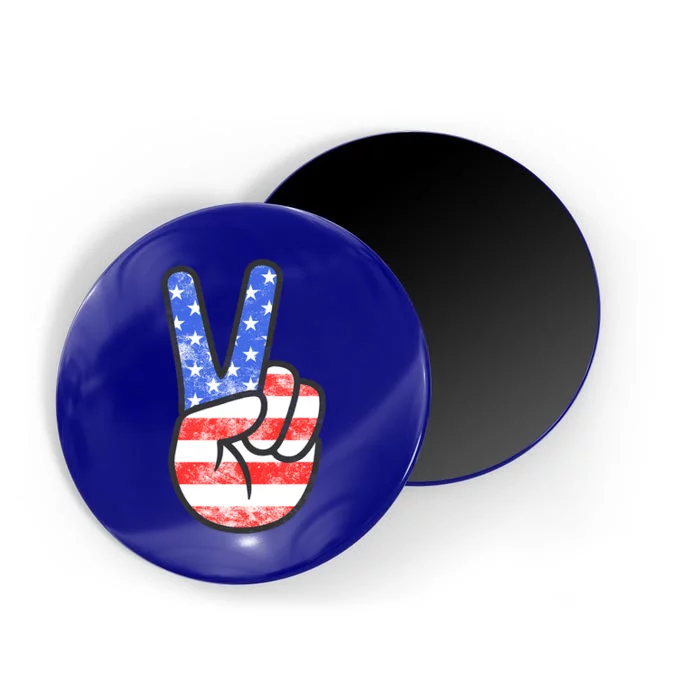 American Flag Peace Sign Hand Fourth Of July Gift Magnet