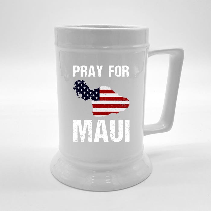 American Flag Pray For Maui Hawaii Support Gift Front & Back Beer Stein