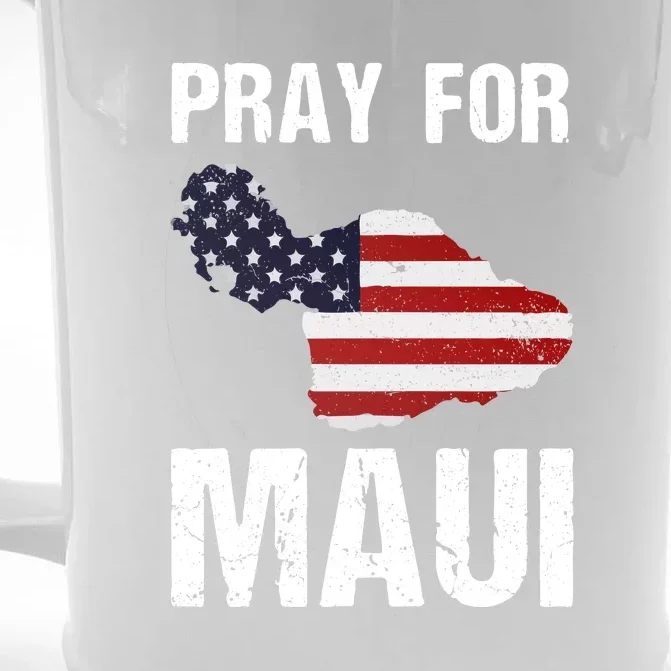 American Flag Pray For Maui Hawaii Support Gift Front & Back Beer Stein