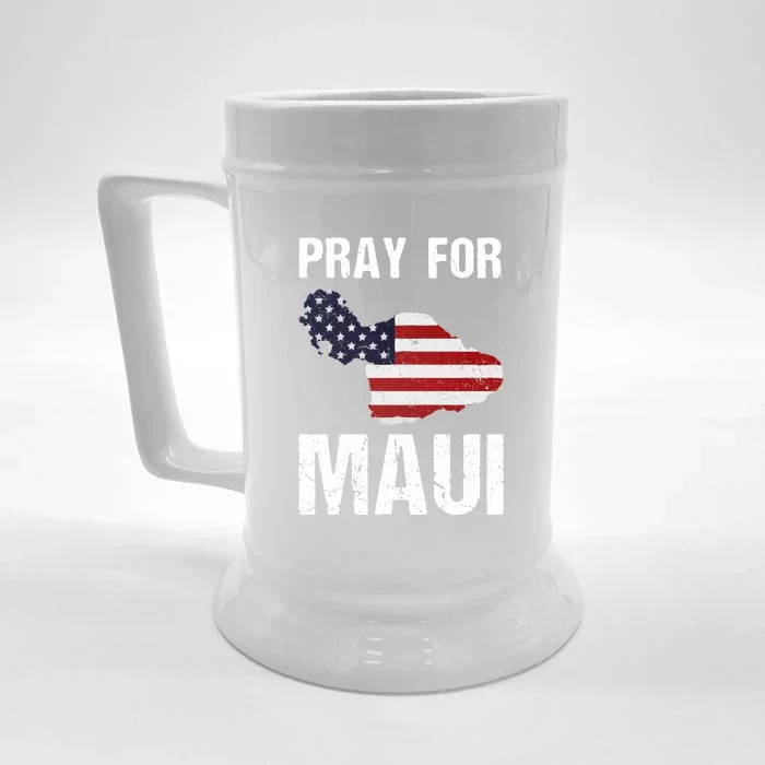 American Flag Pray For Maui Hawaii Support Gift Front & Back Beer Stein