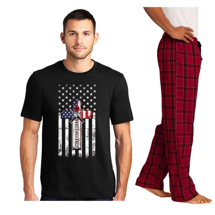 American Flag Phlebotomy Phlebotomist Cross Blood Gift Pajama Set