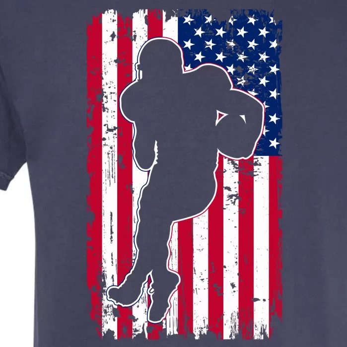 American Football Player Distressed USA Flag Garment-Dyed Heavyweight T-Shirt