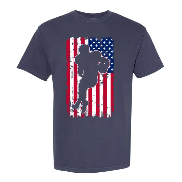 American Football Player Distressed USA Flag Garment-Dyed Heavyweight T-Shirt