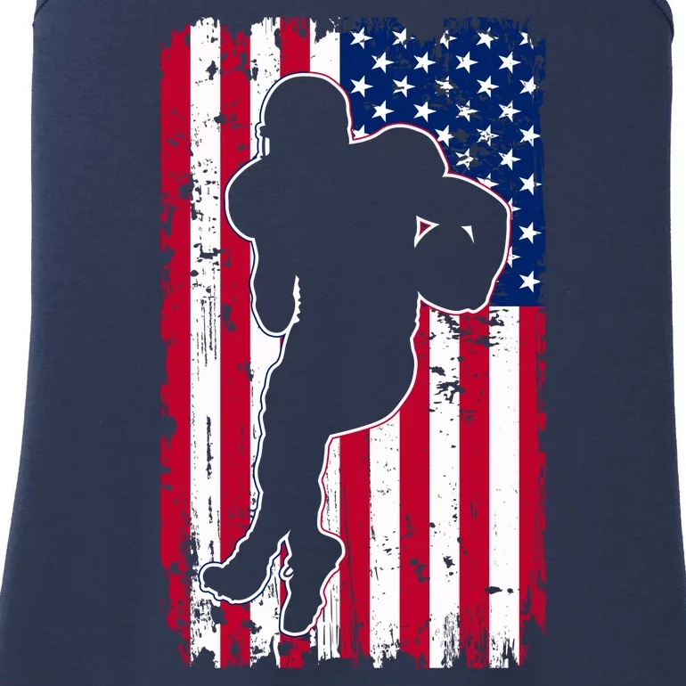 American Football Player Distressed USA Flag Ladies Essential Tank