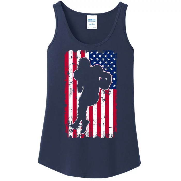 American Football Player Distressed USA Flag Ladies Essential Tank