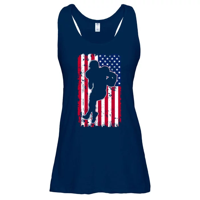 American Football Player Distressed USA Flag Ladies Essential Flowy Tank