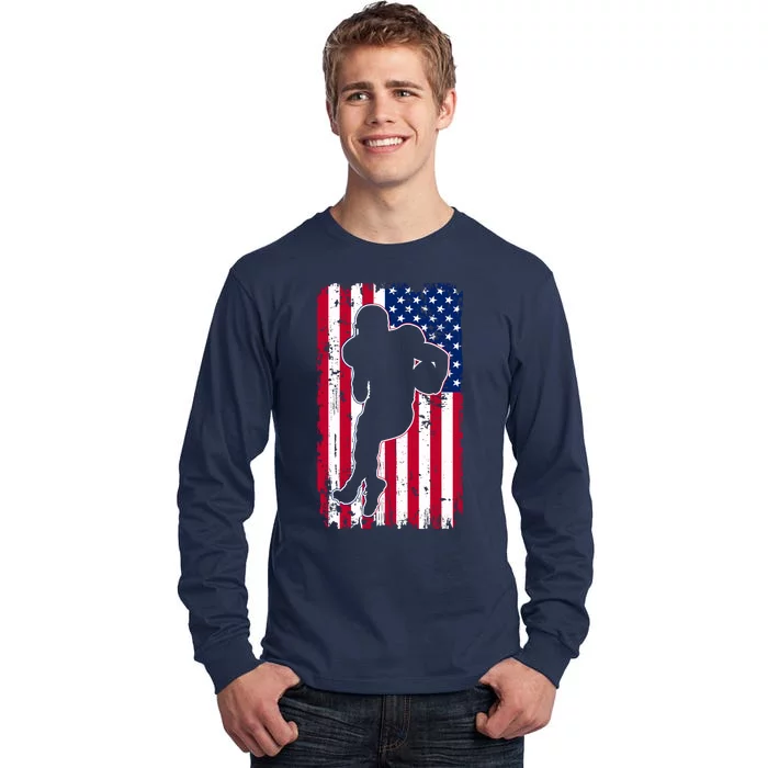 American Football Player Distressed USA Flag Tall Long Sleeve T-Shirt