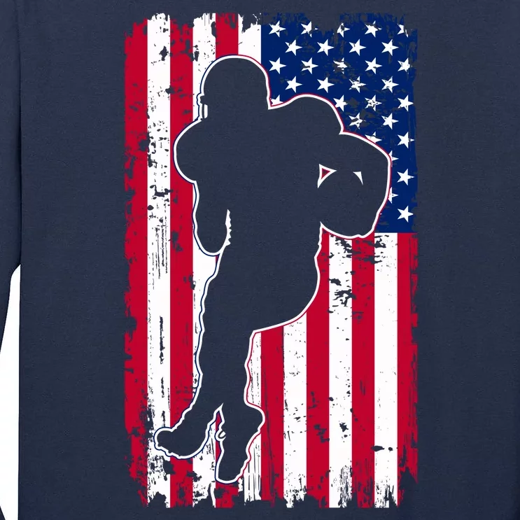 American Football Player Distressed USA Flag Tall Long Sleeve T-Shirt