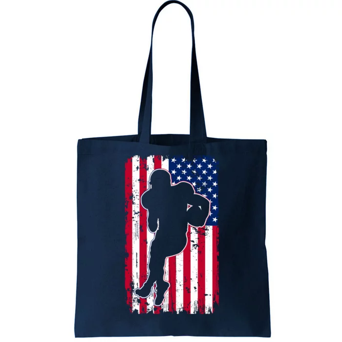 American Football Player Distressed USA Flag Tote Bag