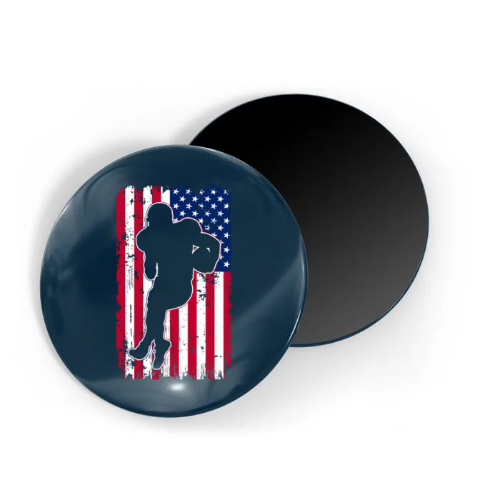 American Football Player Distressed USA Flag Magnet