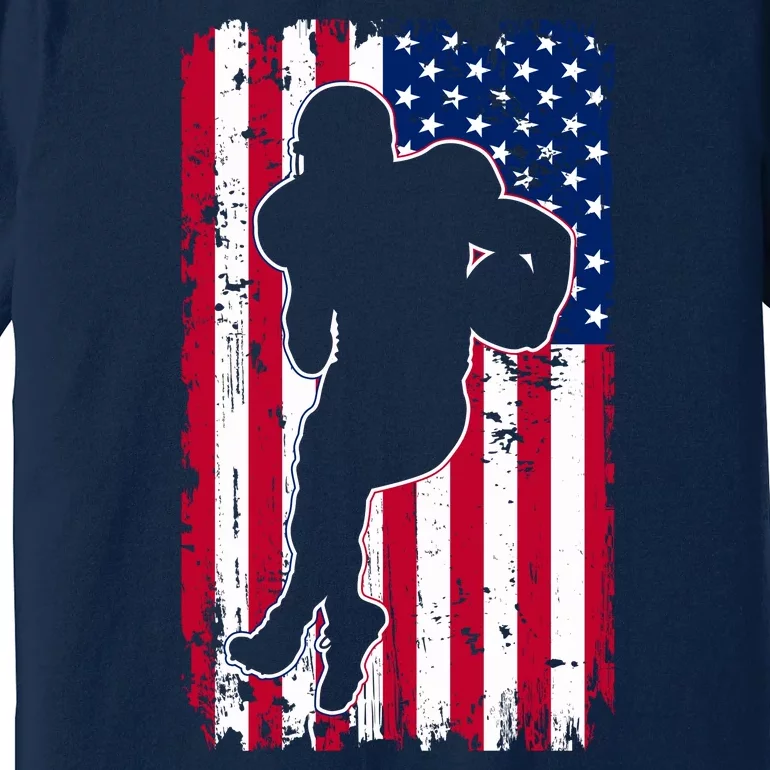 American Football Player Distressed USA Flag Premium T-Shirt