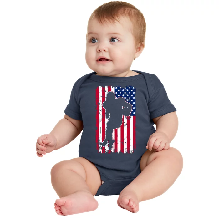 American Football Player Distressed USA Flag Baby Bodysuit