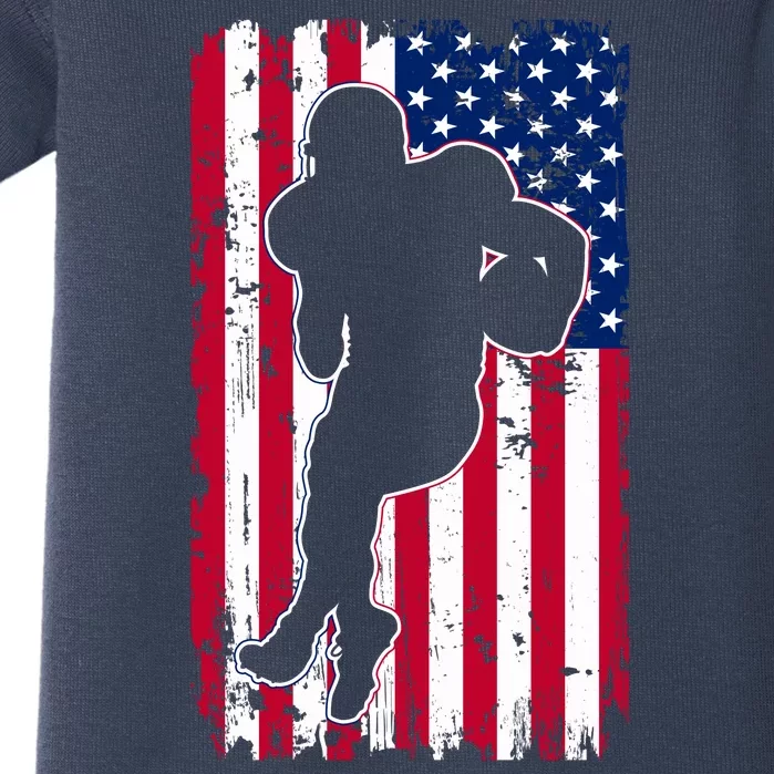 American Football Player Distressed USA Flag Baby Bodysuit