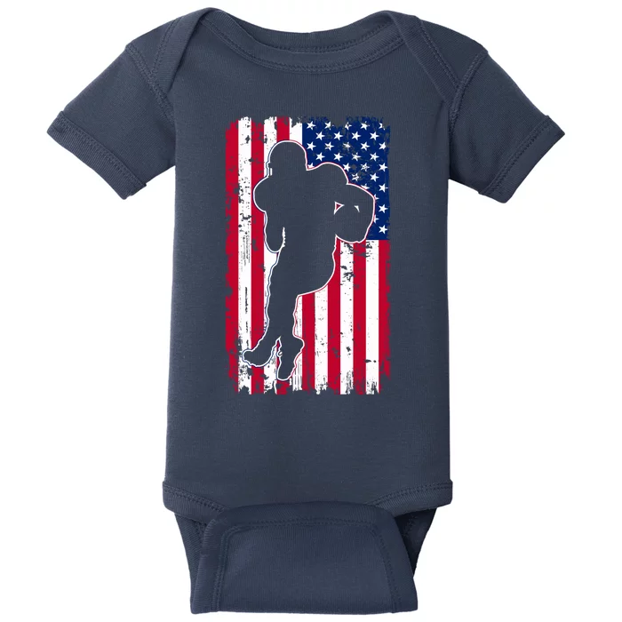 American Football Player Distressed USA Flag Baby Bodysuit