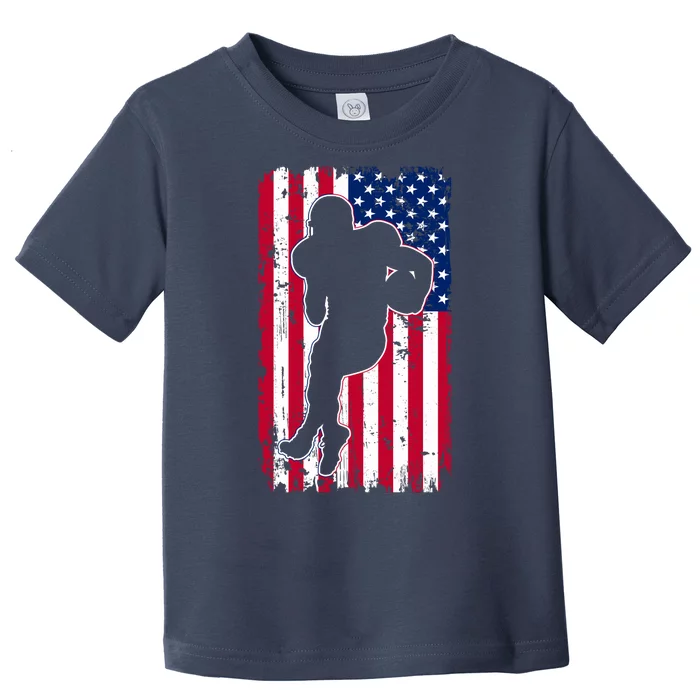 American Football Player Distressed USA Flag Toddler T-Shirt