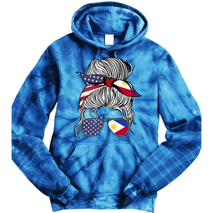 American Filipina Patriot Flag Philippines Grown Gift Tie Dye Hoodie