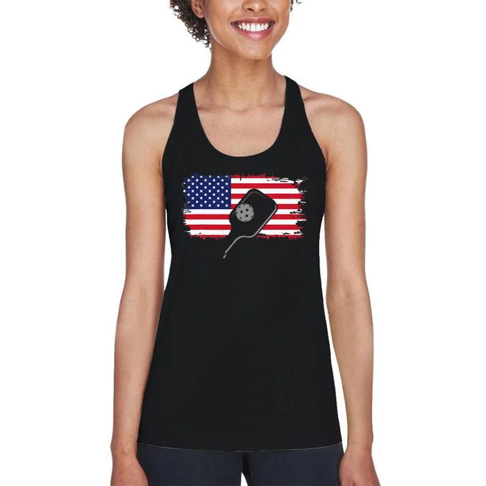 American Flag Pickleball Women's Racerback Tank