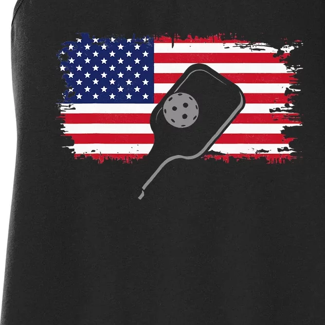 American Flag Pickleball Women's Racerback Tank