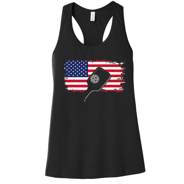 American Flag Pickleball Women's Racerback Tank