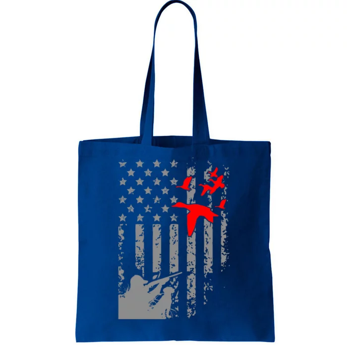 American Flag Patriotic Duck Hunting Waterfowl With Dog Gift Tote Bag