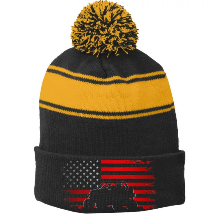 American Flag Quad ATV Apparel Off Road ATV Stripe Pom Pom Beanie