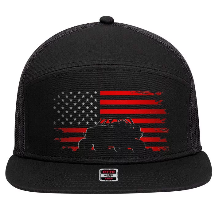 American Flag Quad ATV Apparel Off Road ATV 7 Panel Mesh Trucker Snapback Hat