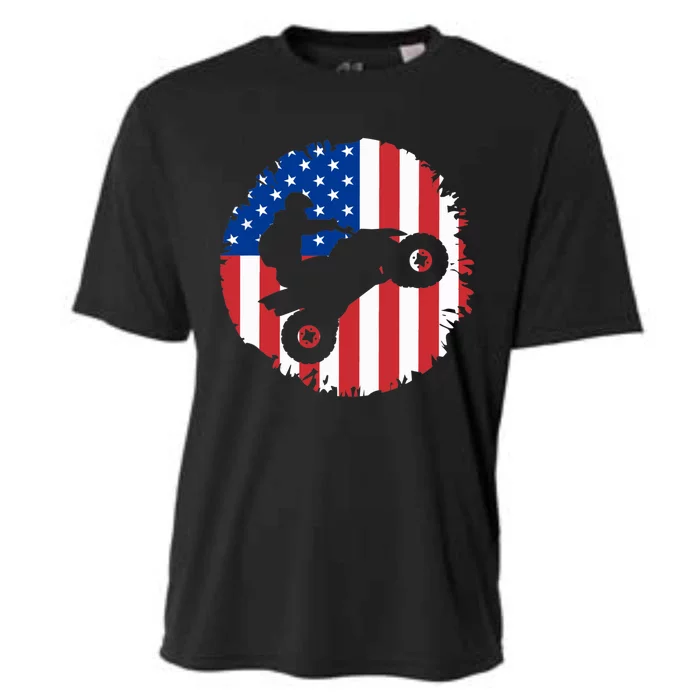 American Flag Quad Bike ATV Four Wheelers Quad Bikers Cooling Performance Crew T-Shirt