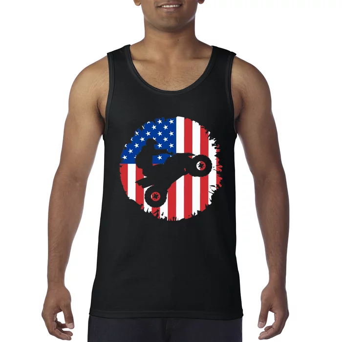 American Flag Quad Bike ATV Four Wheelers Quad Bikers Tank Top