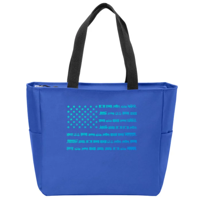 American Flag Railroad Train Conductor Gift Zip Tote Bag