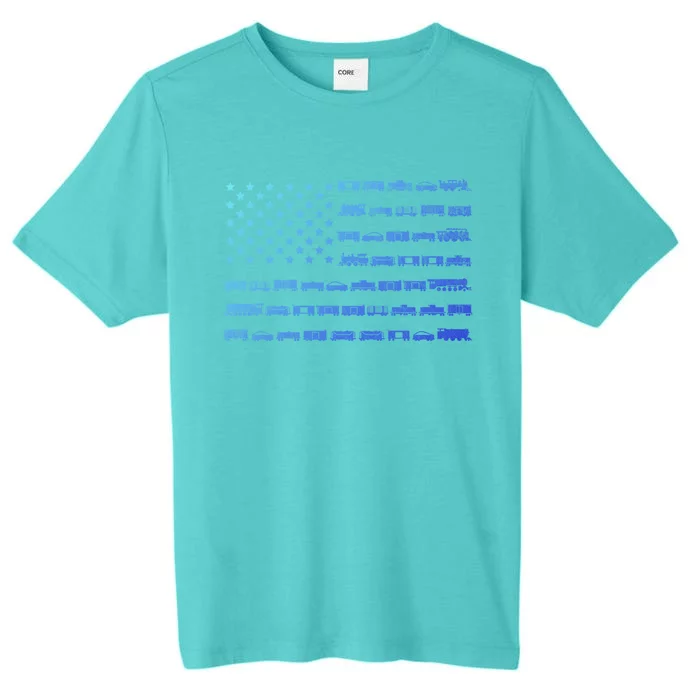 American Flag Railroad Train Conductor Gift ChromaSoft Performance T-Shirt