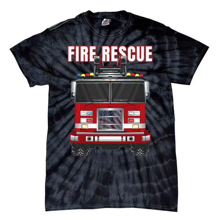 American Fire Rescue Firefighter Department Truck Fireman Tie-Dye T-Shirt