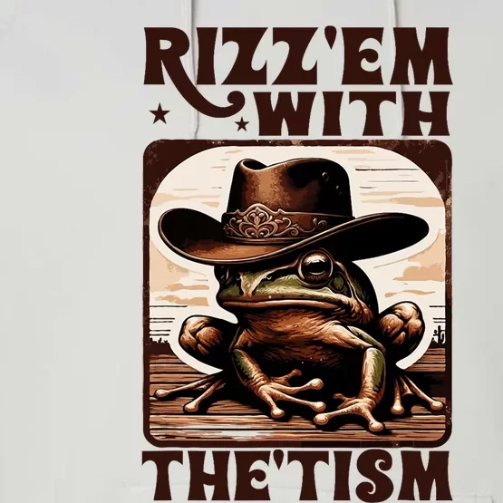 Autism Funny Rizz Em With The Tism Meme Autistic Frog Cowboy Performance Fleece Hoodie