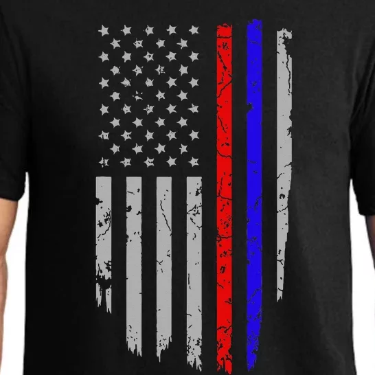 American Flag Red Blue Thin Line Apparel Firefighter Police Pajama Set