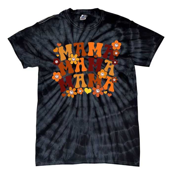 Autumn Floral Retro Hippie Mama Gift for Mother's Day Tie-Dye T-Shirt