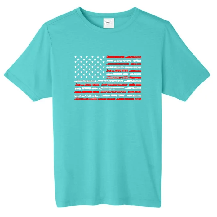 American Flag Railroad Trains Retro Vintage Trains Lover ChromaSoft Performance T-Shirt