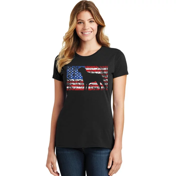 American Flag Rottweiler Dog 4th of July USA Gift Women's T-Shirt