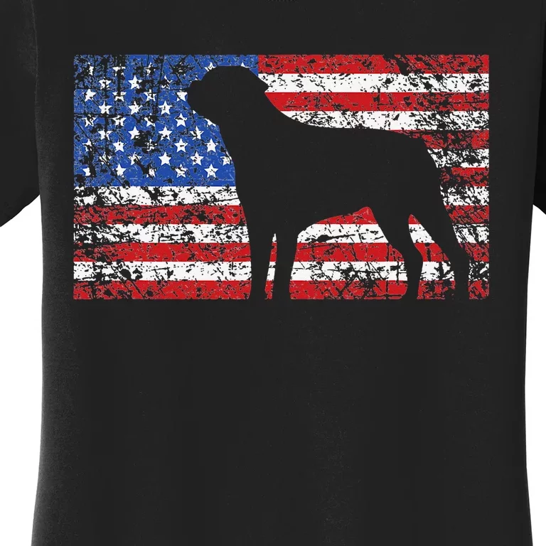 American Flag Rottweiler Dog 4th of July USA Gift Women's T-Shirt