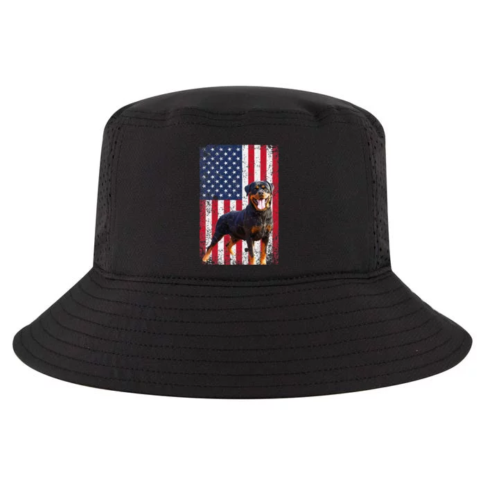 American Flag Rottweiler Dog Lover Funny 4th of July Dog Cool Comfort Performance Bucket Hat