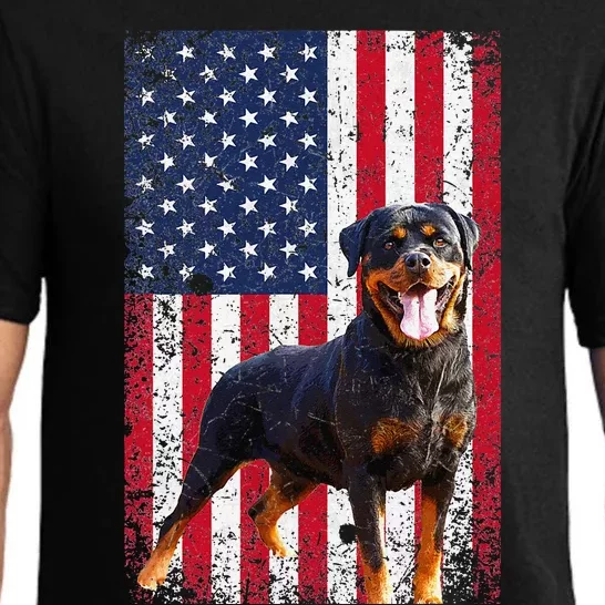 American Flag Rottweiler Dog Lover Funny 4th of July Dog Pajama Set