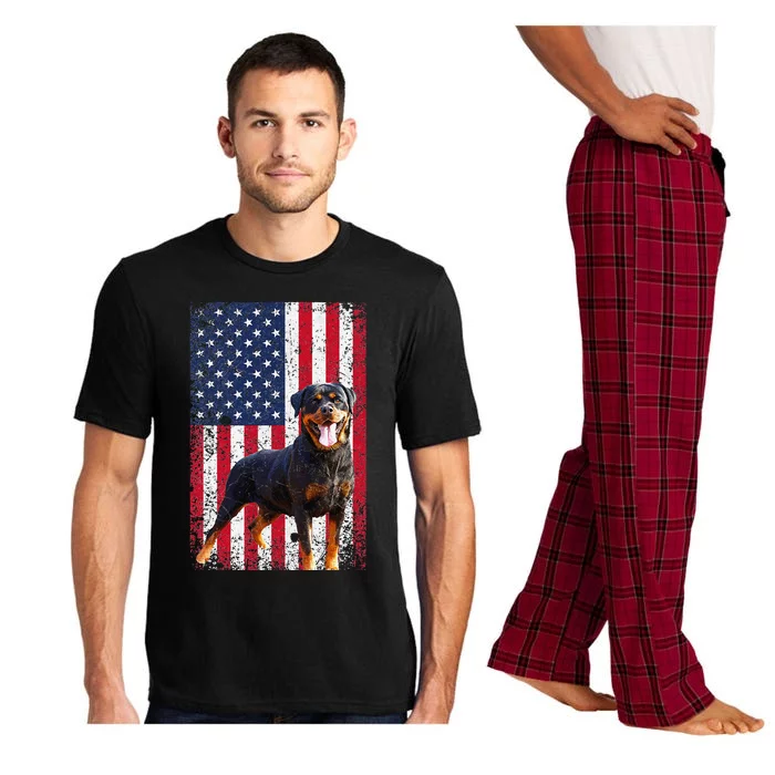 American Flag Rottweiler Dog Lover Funny 4th of July Dog Pajama Set