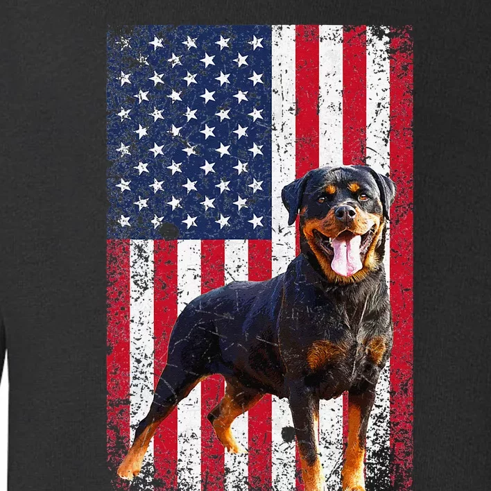 American Flag Rottweiler Dog Lover Funny 4th of July Dog Toddler Sweatshirt